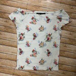 Flowery off the shoulder short sleeve
